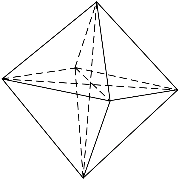 Правильный октаэдр имеет. Правильный октаэдр оси симметрии. Октаэдр Брикара. Оси симметрии октаэдра. Центр симметрии октаэдра.